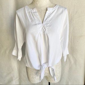 Anthropologie - Blue Rain S Relaxed Tie Front  Top White - Great Con…